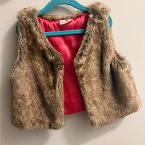 Hanna Andersson Faux Fur Vest with Pink Satin Lining